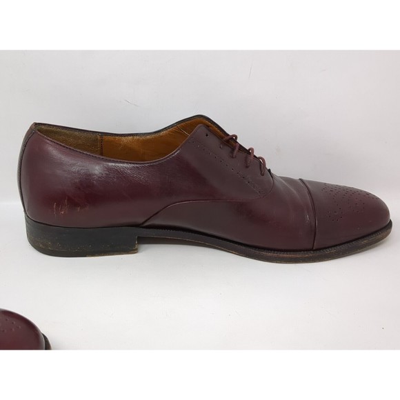 Salvatore Ferragamo Brogue Wingtip Oxford Burgundy Leather Lace Up Shoes 8.5 EE‎ main image 12